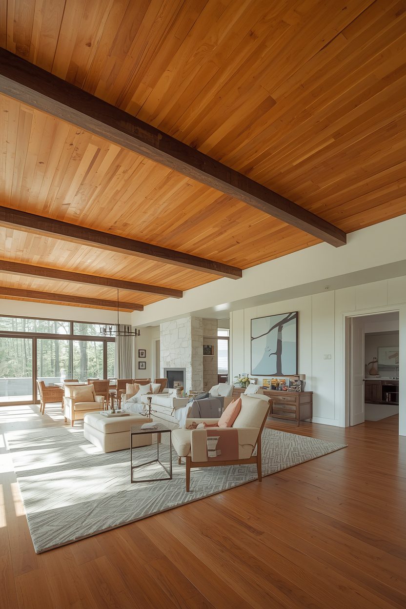 Stunning Wood Plank Ceiling