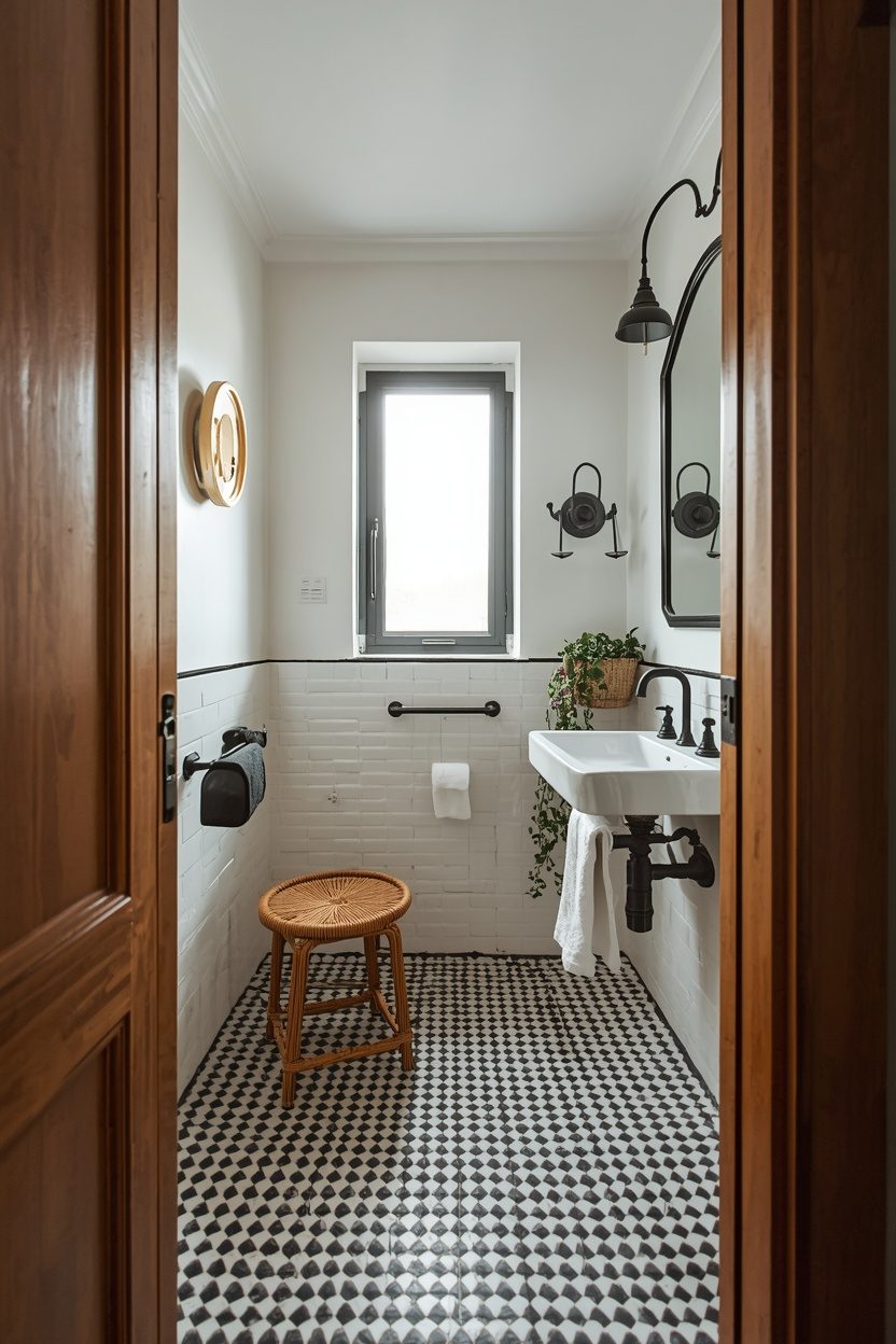 Black & White Boho Bathroom