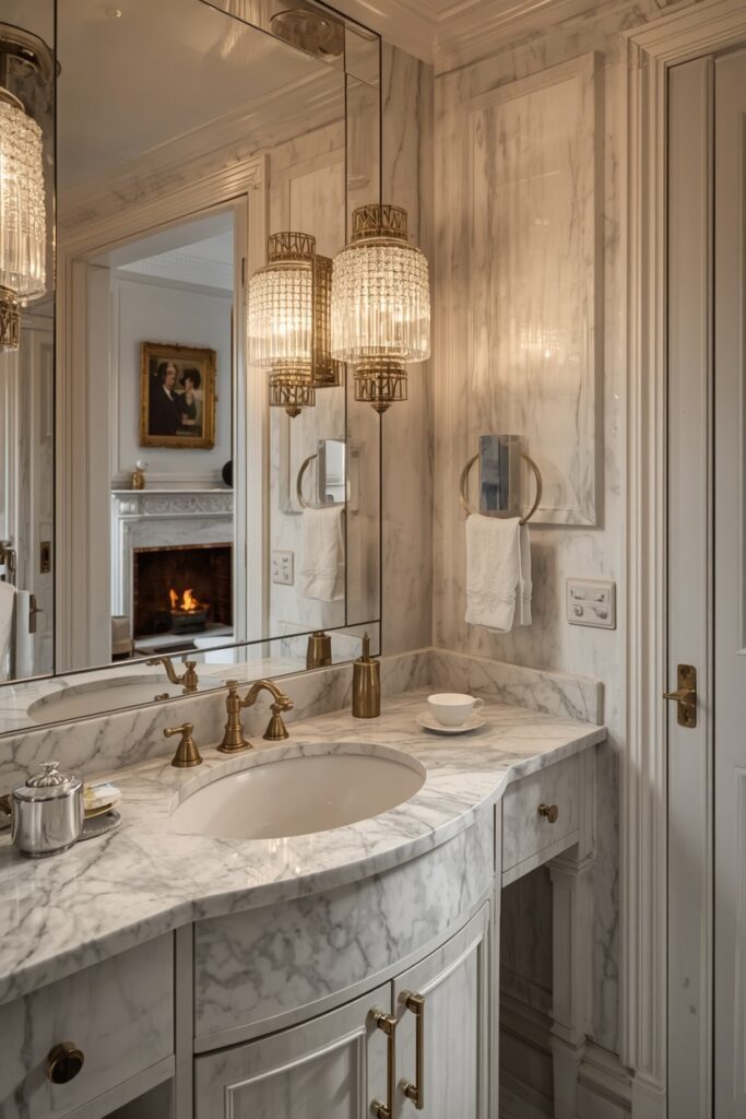 Lucid Origin Cozy Interior Photography Glamorous Marble Ensuite Bathroom Art Deco Inspired St 0 1