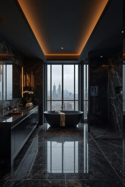 Dark Luxury Penthouse Bathroom