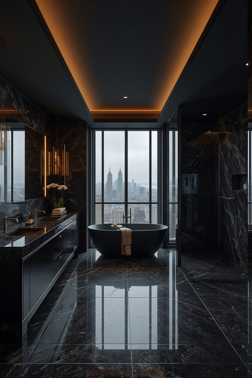 Dark Luxury Penthouse Bathroom