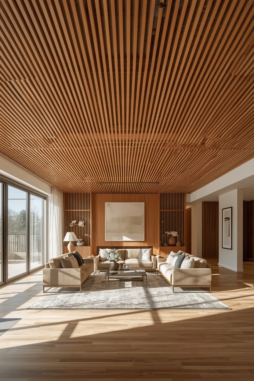 Modern Wood Slat Ceiling