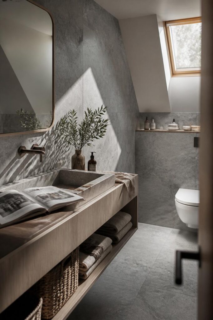 Gpt Image 2 Warm Interior Photography Modern Gray Marble Bathroom Scandinavian Luxury Style 0