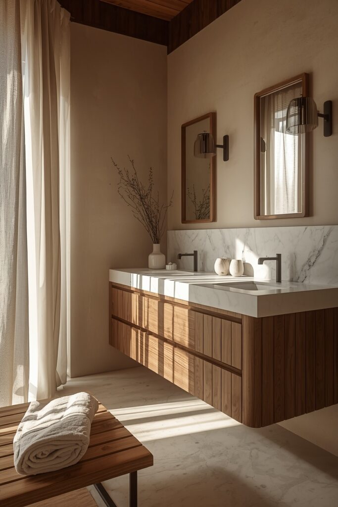 Lucid Origin Inviting Interior Photography Organic Marble Ensuite Bathroom Rustic Modern Styl 0