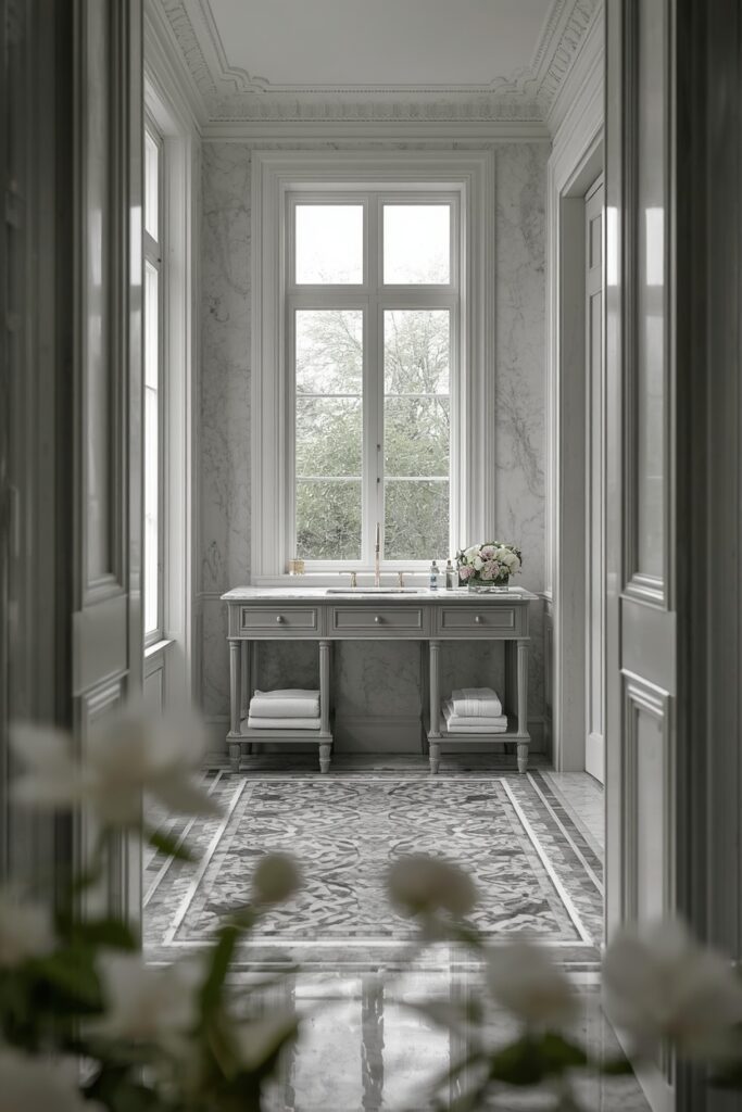 Lucid Origin Luxurious Interior Photography Patterned Marble Ensuite Bathroom Classic Modern 0