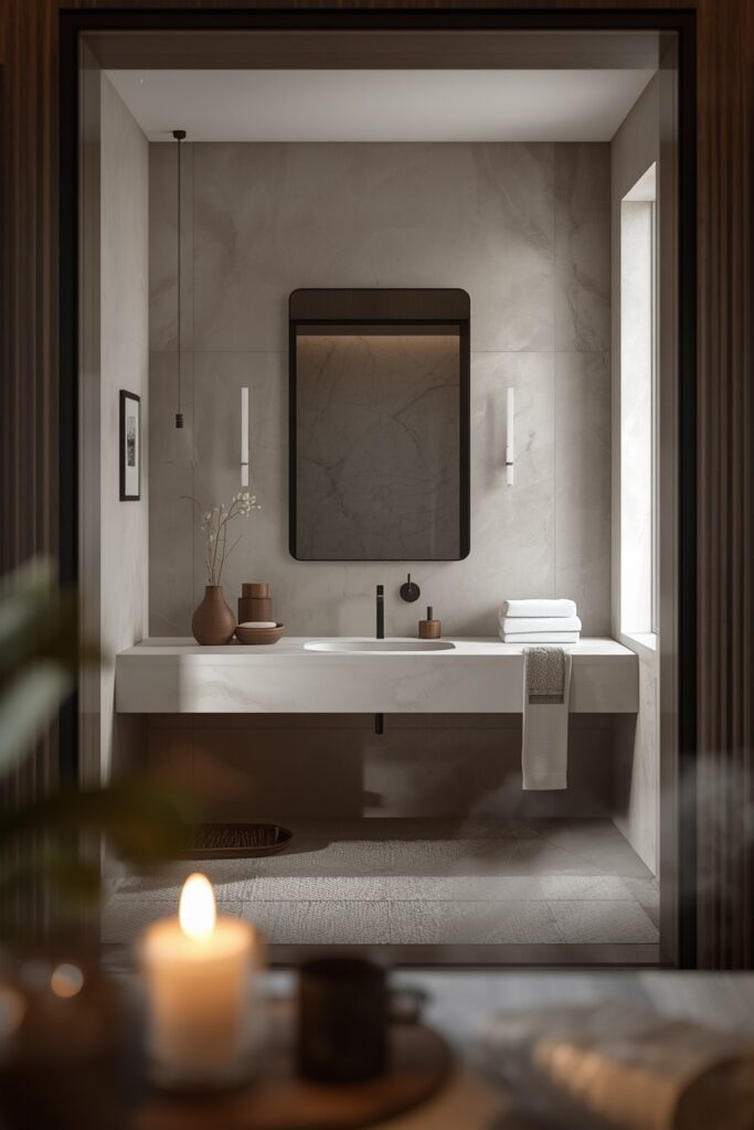 Lucid Origin Modern Interior Photography Minimalist Marble Ensuite Bathroom Japanese Zen Styl 0